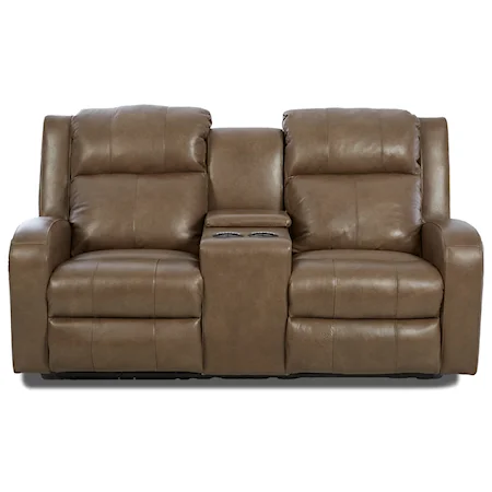 Casual Reclining Loveseat with Cupholder Storage Console